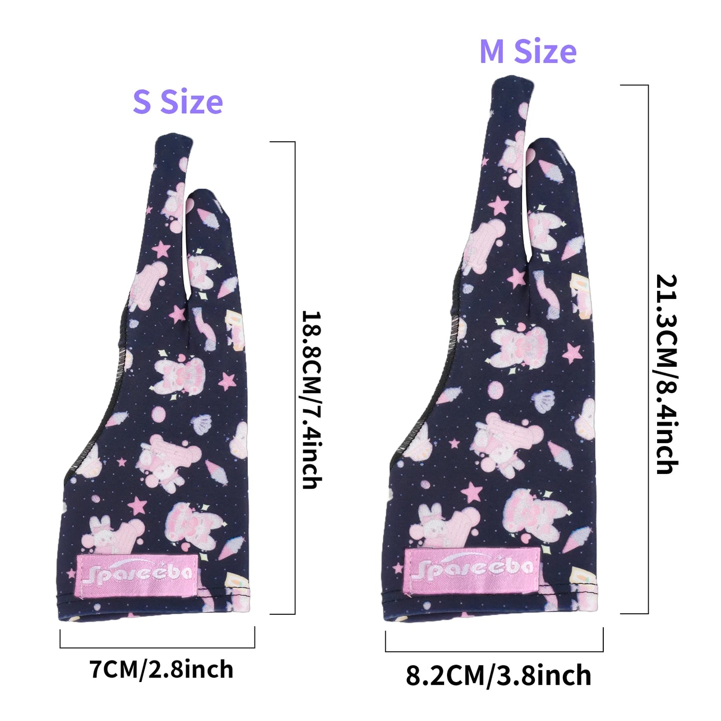 Cute Two-finger Glove for Ipad/Graphics Drawing Tablet HUION / WACOM/XP-PEN, Sweat-proof Glove for sketching Paiting Art Student