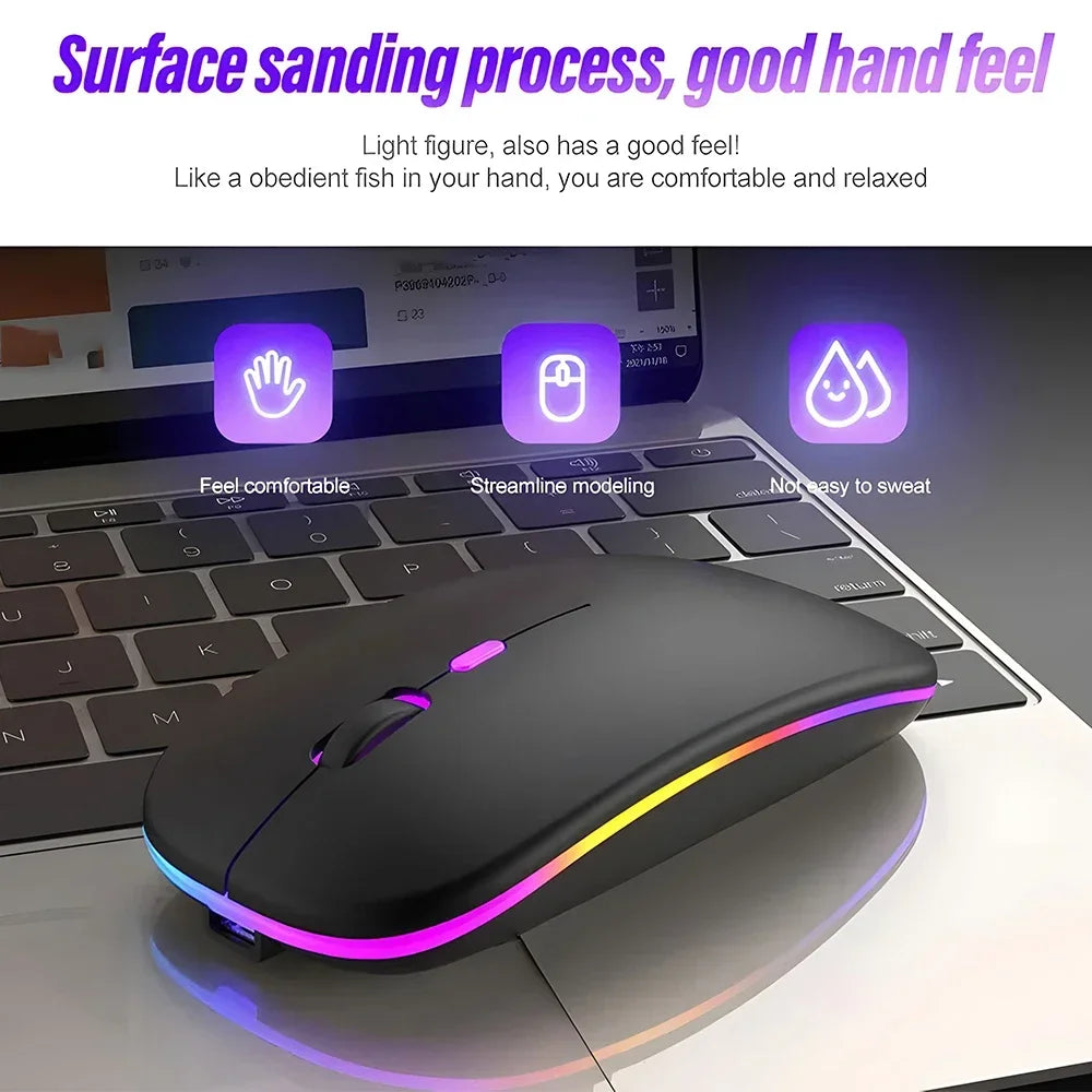 Wireless Mouse Rechargeable Dual Modes Bluetooth-combatible 2.4G USB Computer Mice For Laptop iPad Tablet Notebook Gaming Mouse