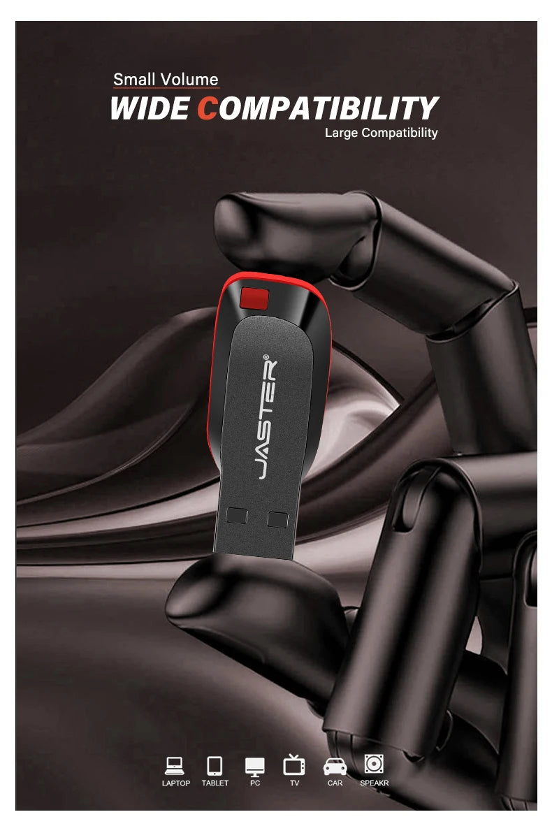 JASTER Plastic USB Flash Drive 128GB Key Chain Memory Stick 64GB Mini Pen Drive 32GB Black Creative Business Gift 16GB 8GB 4GB