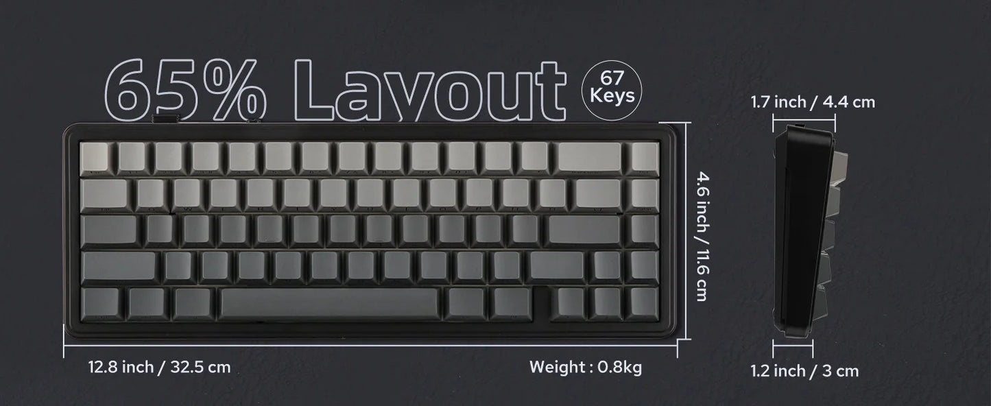 Aula F65 65% Wireless Mechanical Keyboard RGB Backlit Hot Swappable Gasket Custom 3 Mode Gaming Keyboard with Five-Layer Padding