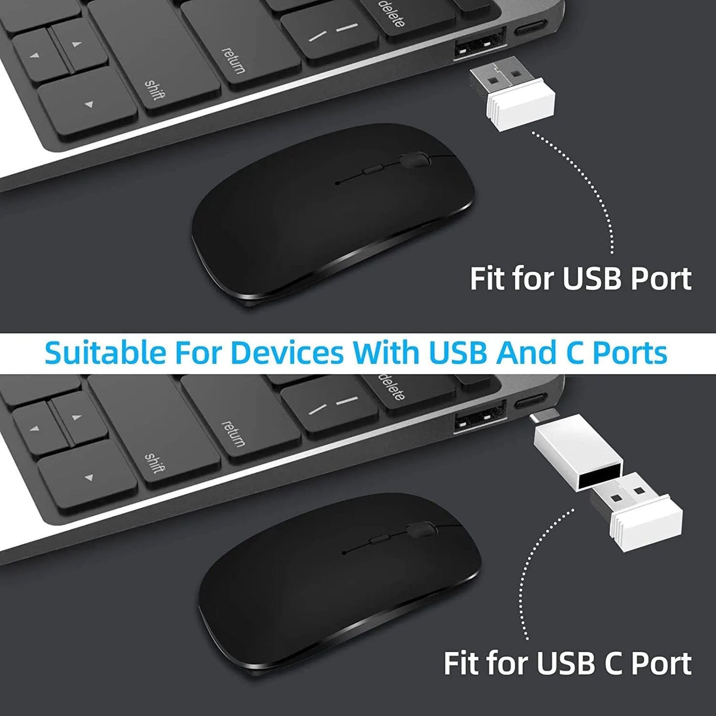 Wireless Mouse Rechargeable Dual Modes Bluetooth-combatible 2.4G USB Computer Mice For Laptop iPad Tablet Notebook Gaming Mouse