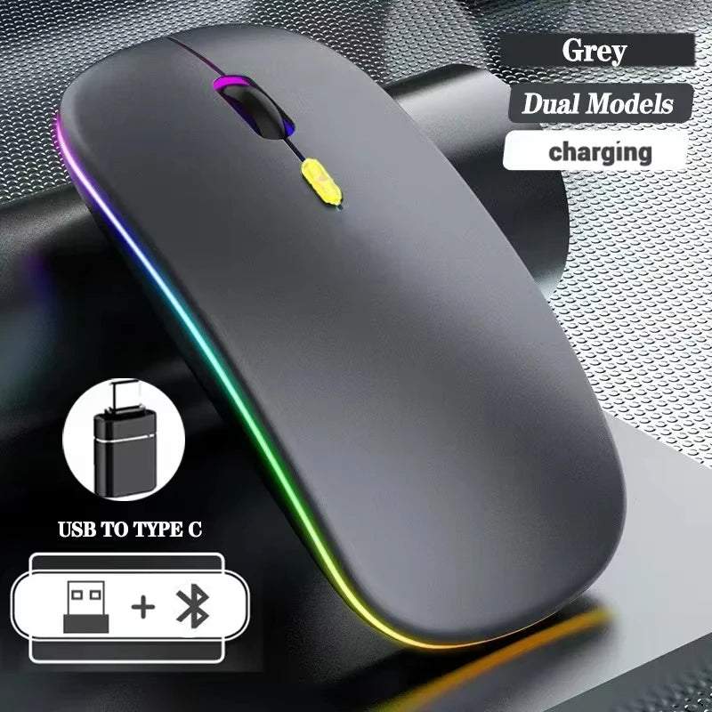 Wireless Mouse Rechargeable Dual Modes Bluetooth-combatible 2.4G USB Computer Mice For Laptop iPad Tablet Notebook Gaming Mouse