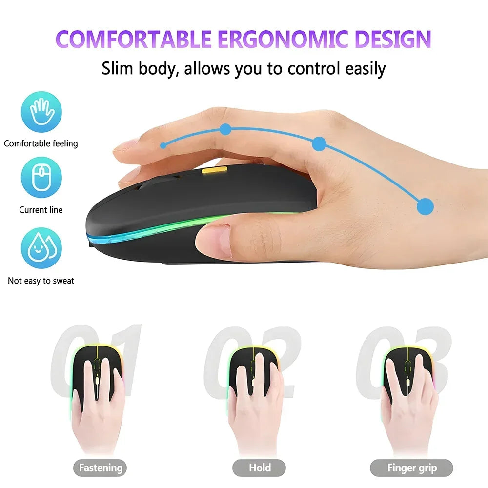 Wireless Mouse Rechargeable Dual Modes Bluetooth-combatible 2.4G USB Computer Mice For Laptop iPad Tablet Notebook Gaming Mouse