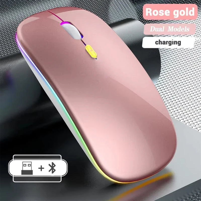 Wireless Mouse Rechargeable Dual Modes Bluetooth-combatible 2.4G USB Computer Mice For Laptop iPad Tablet Notebook Gaming Mouse