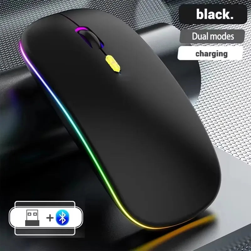 Wireless Mouse Rechargeable Dual Modes Bluetooth-combatible 2.4G USB Computer Mice For Laptop iPad Tablet Notebook Gaming Mouse