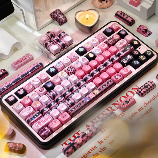 Cute Keycaps Anime MOA Keycaps 142 Keys Gift for Girl Cute Square Thermal Sublimation Mechanical Keyboard 2.25 U 2.75U for Alice