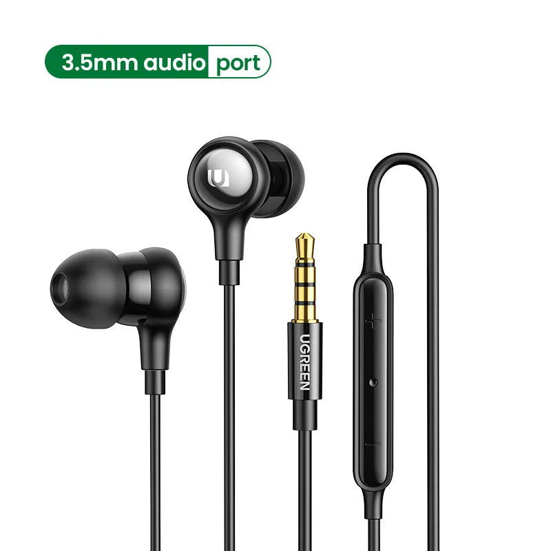 UGREEN Wired Earphone With Microphone In Ear 3.5mm Noise Cancelling USB Type C Lightning Earphones For iPhone 15 Pro Max Xiaomi