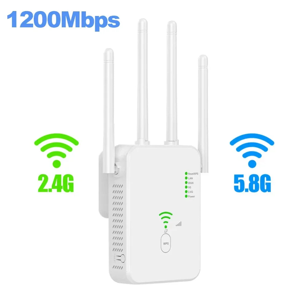 Wireless Repeater 1200Mbps Wifi Signal Booster Dual-Band 2.4G 5G WiFi Extender Gigabit WiFi Amplifier WPS Router Home