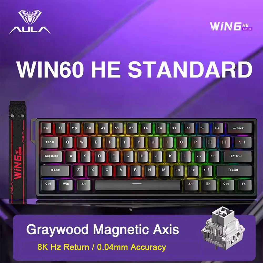 Aula Win68 HE Magnetic Switch MIni E-sports Gaming Keyboard 8k Wired Custom Hot Swap RGB Mechanical Keyboard for Pc Gamer Gift