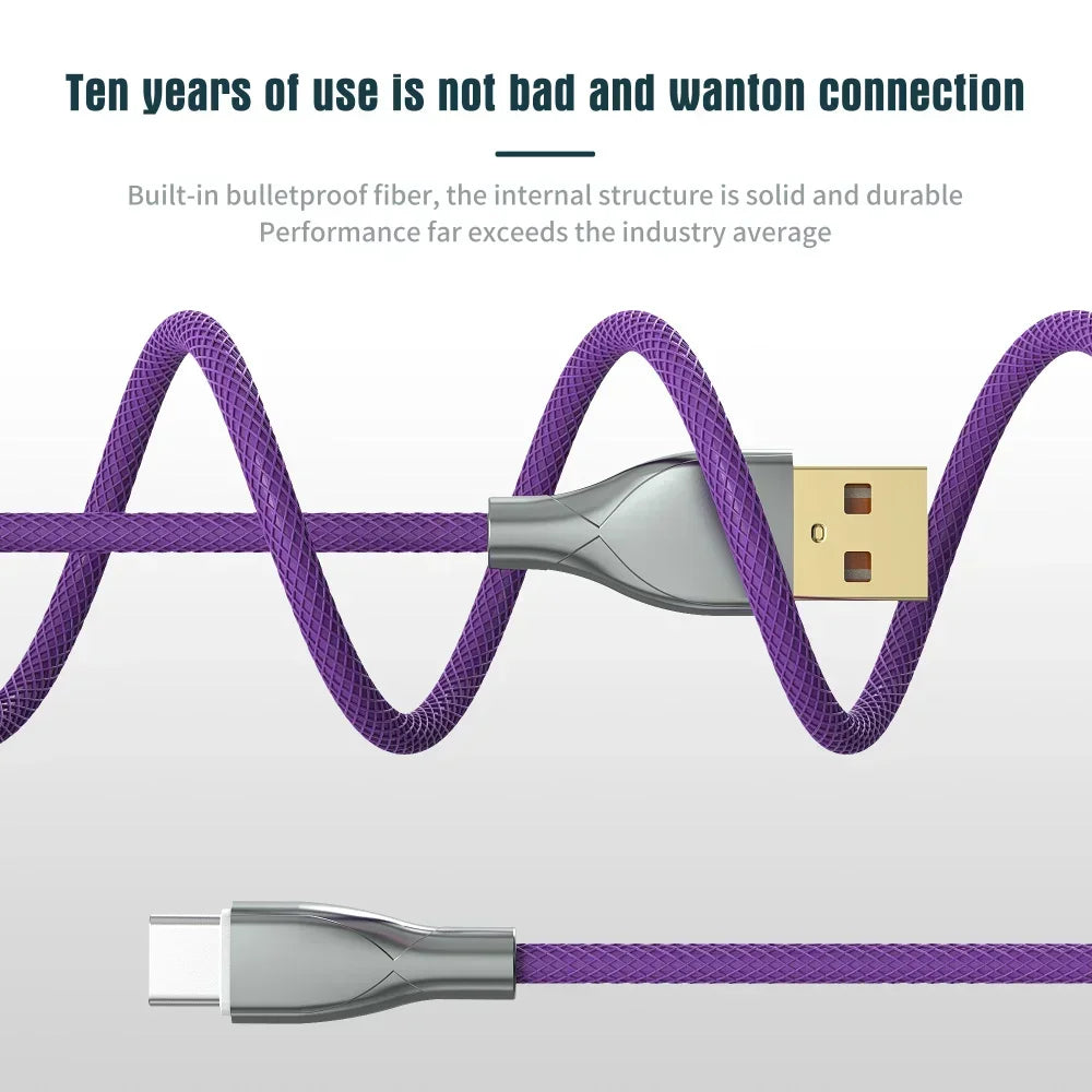 Keyboard Cable USB C For Mechanical Gaming Keyboard Double-Sleeved Wire with Detachable Metal Aviator Connector Charging Coiled