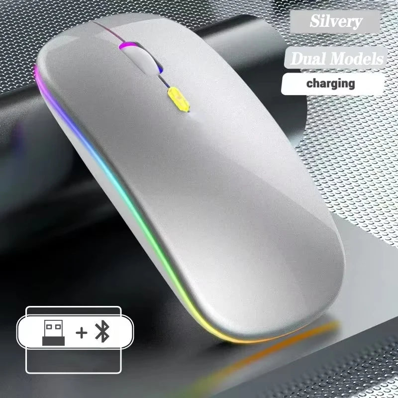 Wireless Mouse Rechargeable Dual Modes Bluetooth-combatible 2.4G USB Computer Mice For Laptop iPad Tablet Notebook Gaming Mouse