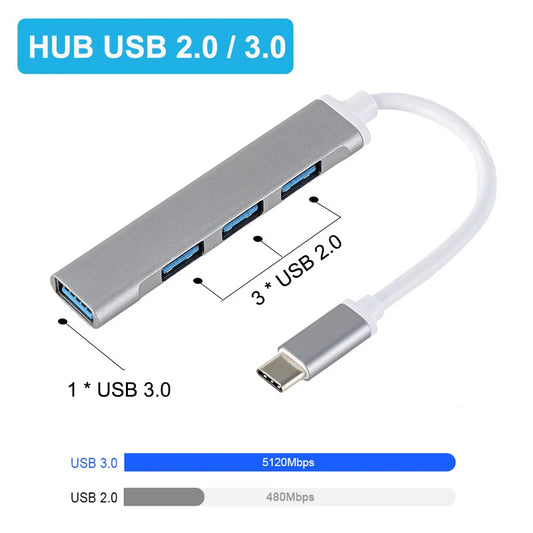 USB 3.0 Hub USB Hub Dock Type C 3.1 4 Port Multi Splitter Adapter OTG For PC Laptop Tablet USB 3.0 2.0 Ports HUB Accessories