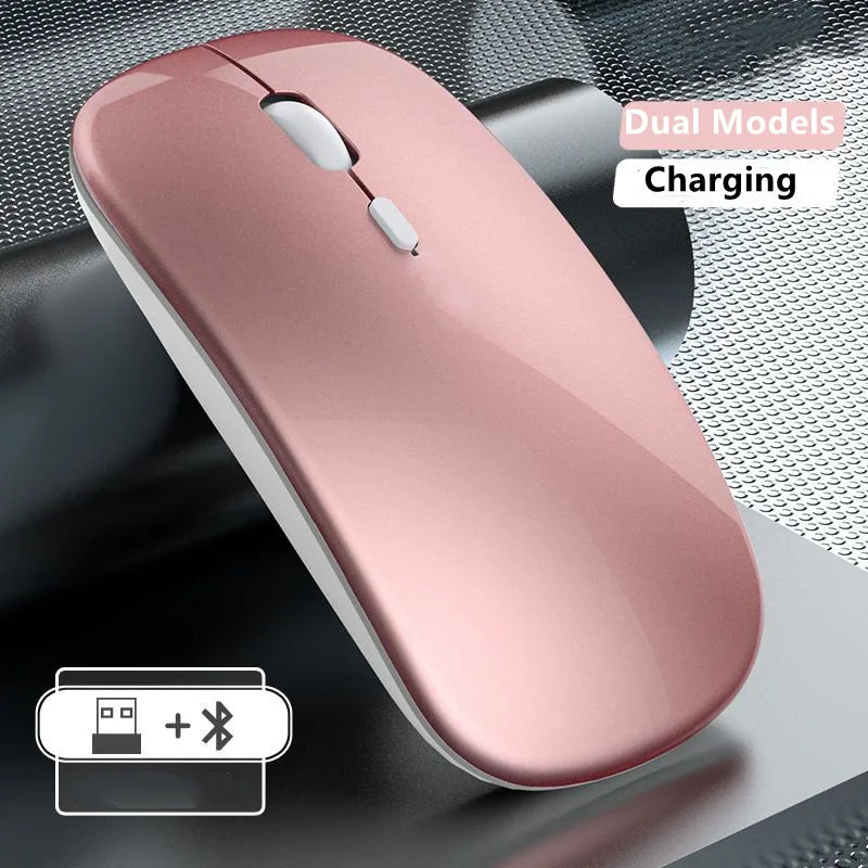 Wireless Mouse Rechargeable Dual Modes Bluetooth-combatible 2.4G USB Computer Mice For Laptop iPad Tablet Notebook Gaming Mouse