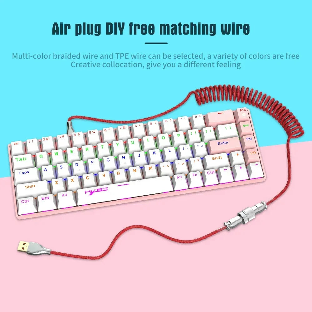 Keyboard Cable USB C For Mechanical Gaming Keyboard Double-Sleeved Wire with Detachable Metal Aviator Connector Charging Coiled
