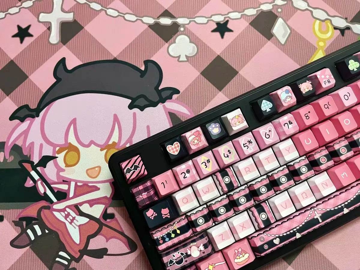 Cute Keycaps Anime MOA Keycaps 142 Keys Gift for Girl Cute Square Thermal Sublimation Mechanical Keyboard 2.25 U 2.75U for Alice