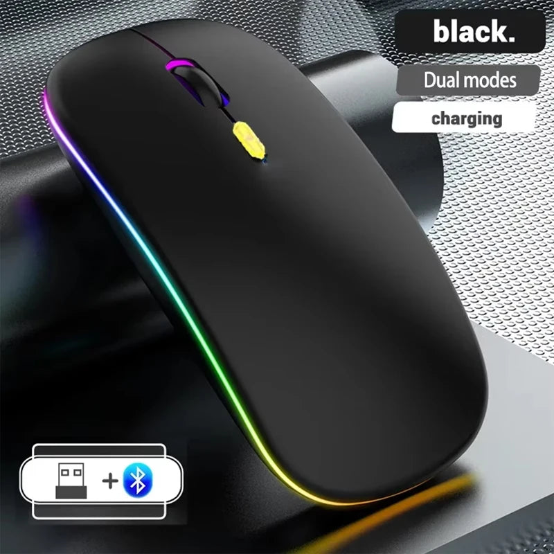 Wireless Mouse Rechargeable Dual Modes Bluetooth-combatible 2.4G USB Computer Mice For Laptop iPad Tablet Notebook Gaming Mouse