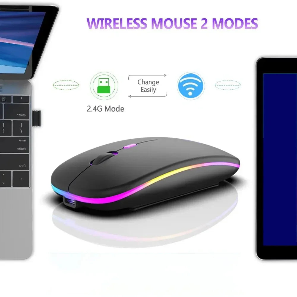 Wireless Mouse Rechargeable Dual Modes Bluetooth-combatible 2.4G USB Computer Mice For Laptop iPad Tablet Notebook Gaming Mouse