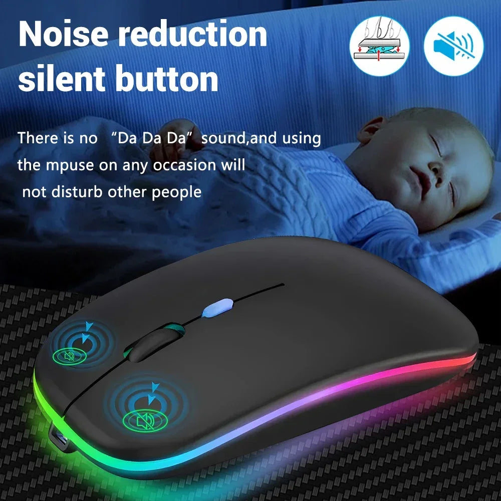 Wireless Mouse Rechargeable Dual Modes Bluetooth-combatible 2.4G USB Computer Mice For Laptop iPad Tablet Notebook Gaming Mouse