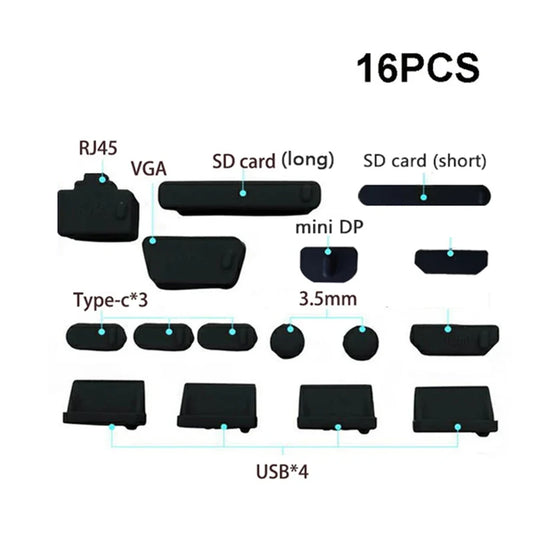 16Pcs Universal Anti Dustproof Notebook Port Plug Silicone Protector USB Elastic Laptop Computer Cover Stopper