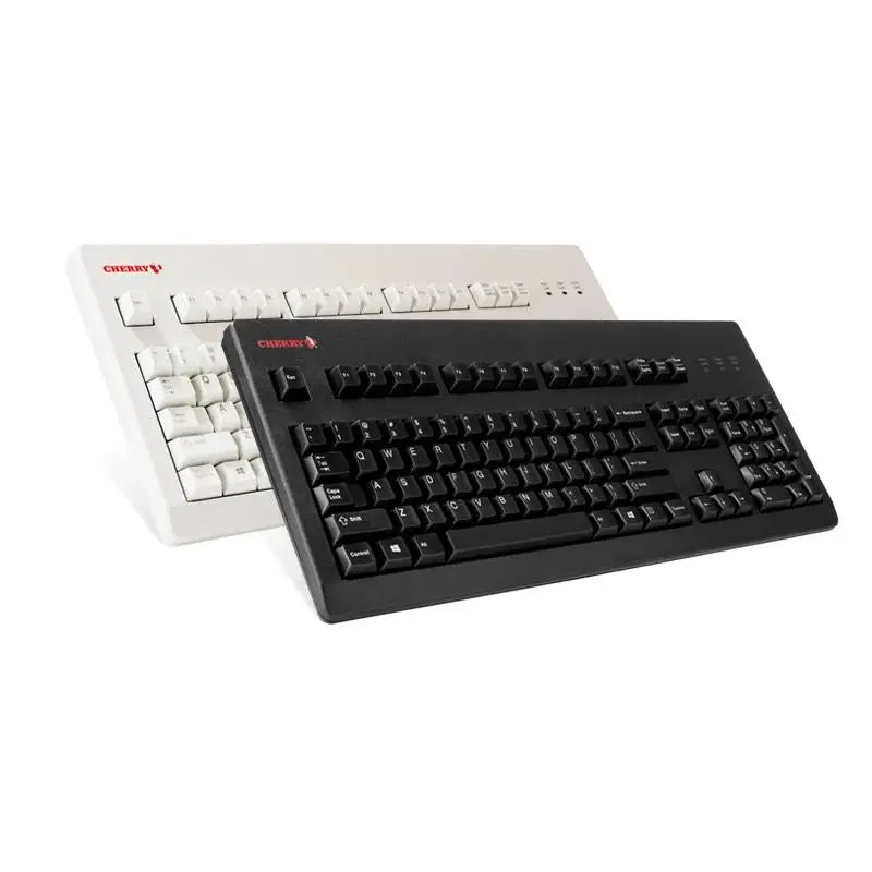 CHERRY G80-3494 Black White Plastic Case Black Green Silent Red Switch 104 Full Size Retro Typing Mechanical Keyboard