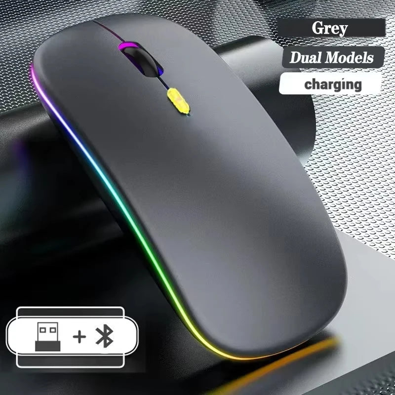 Wireless Mouse Rechargeable Dual Modes Bluetooth-combatible 2.4G USB Computer Mice For Laptop iPad Tablet Notebook Gaming Mouse