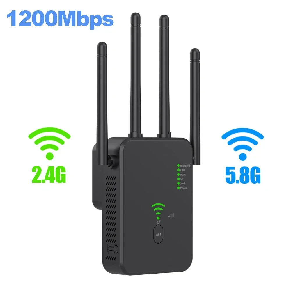 Wireless Repeater 1200Mbps Wifi Signal Booster Dual-Band 2.4G 5G WiFi Extender Gigabit WiFi Amplifier WPS Router Home