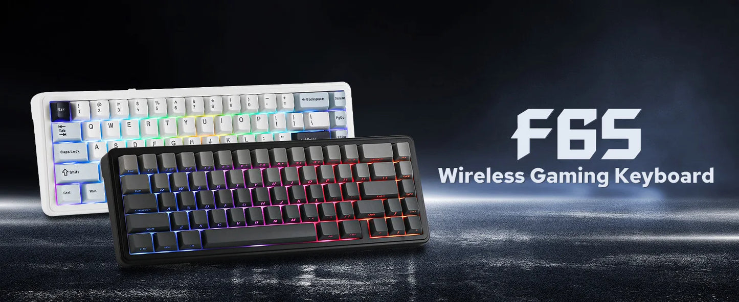 Aula F65 65% Wireless Mechanical Keyboard RGB Backlit Hot Swappable Gasket Custom 3 Mode Gaming Keyboard with Five-Layer Padding