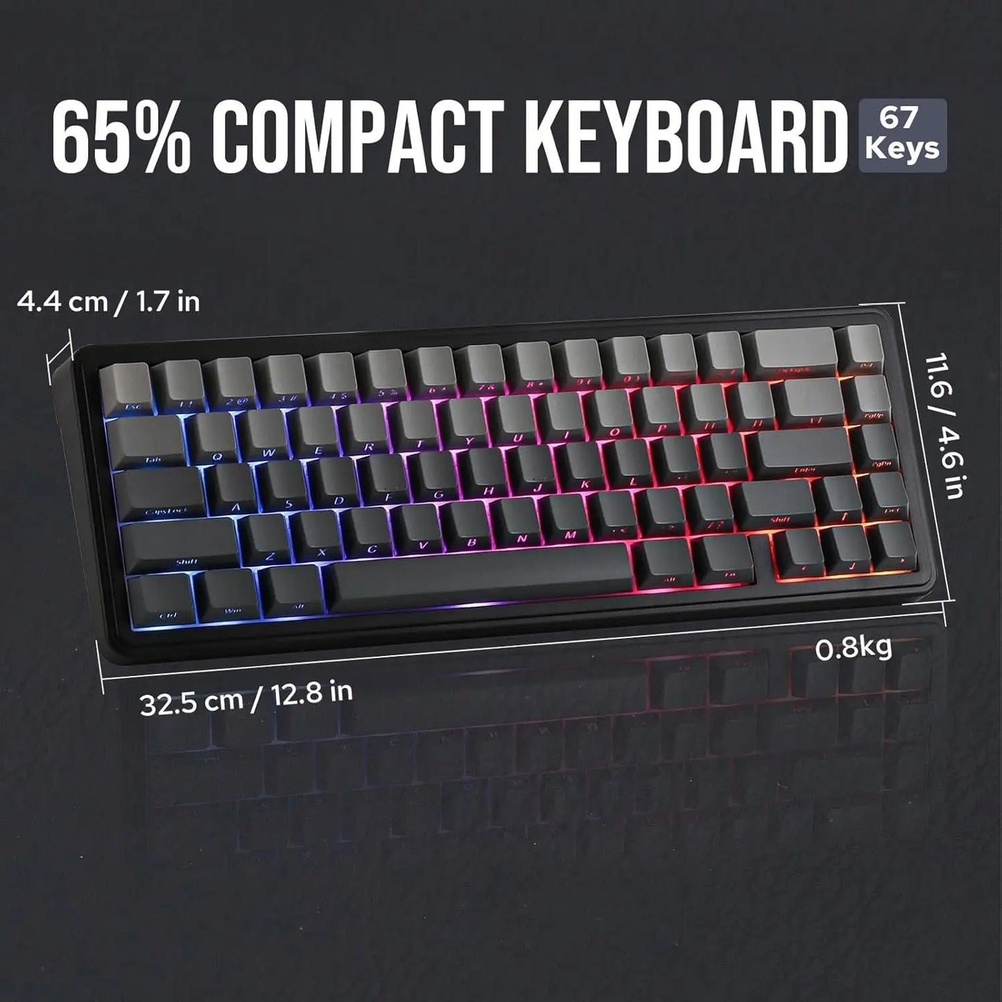 Aula F65 65% Wireless Mechanical Keyboard RGB Backlit Hot Swappable Gasket Custom 3 Mode Gaming Keyboard with Five-Layer Padding