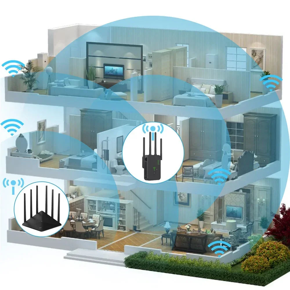 Wireless Repeater 1200Mbps Wifi Signal Booster Dual-Band 2.4G 5G WiFi Extender Gigabit WiFi Amplifier WPS Router Home