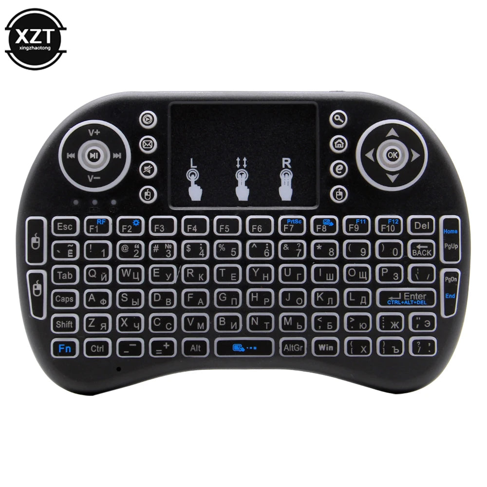 Backlit English Russian 2.4G Air Mouse Remote Touchpad for Android TV Box PC I8 Mini Wireless Keyboard