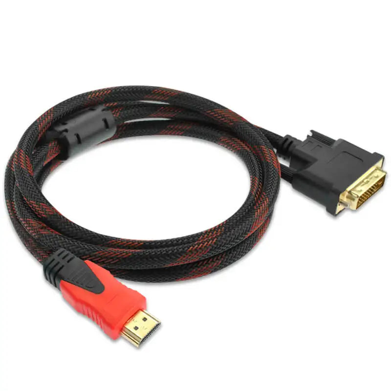 HDMI-compatible to DVI 24+1 Braided Cable With DVI 24+5 1080P HD Video Connection Computer Monitor TV Projector Converter