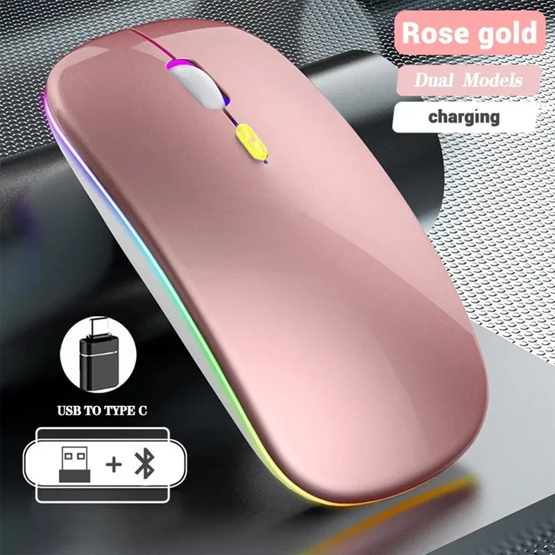 Wireless Mouse Rechargeable Dual Modes Bluetooth-combatible 2.4G USB Computer Mice For Laptop iPad Tablet Notebook Gaming Mouse