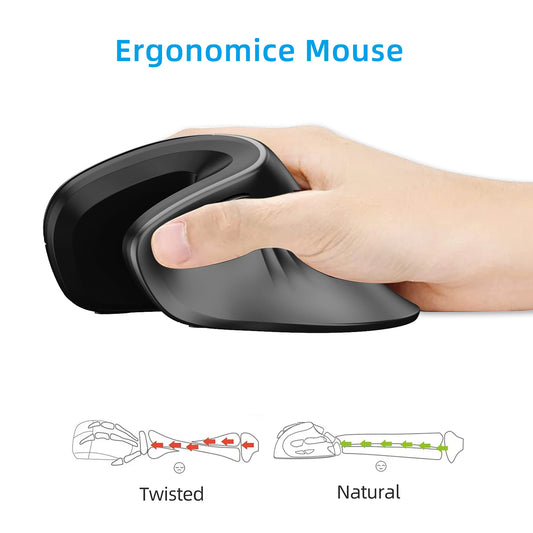 Ergonomic 2.4G USB Wireless Vertical Mouse Battery Silent Wrist Healthy Mice Mause for Laptop Computer Office Work Gamin