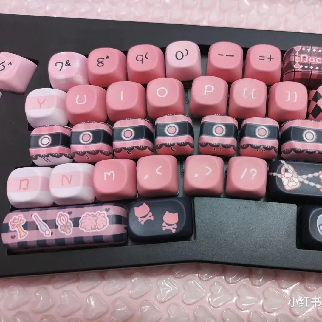 Cute Keycaps Anime MOA Keycaps 142 Keys Gift for Girl Cute Square Thermal Sublimation Mechanical Keyboard 2.25 U 2.75U for Alice