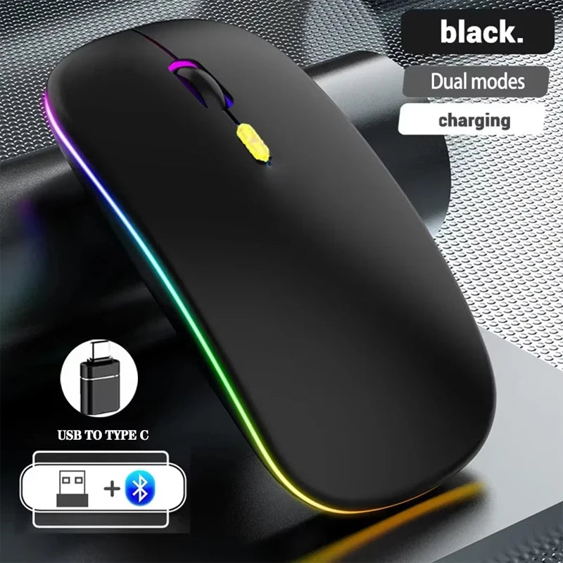 Wireless Mouse Rechargeable Dual Modes Bluetooth-combatible 2.4G USB Computer Mice For Laptop iPad Tablet Notebook Gaming Mouse