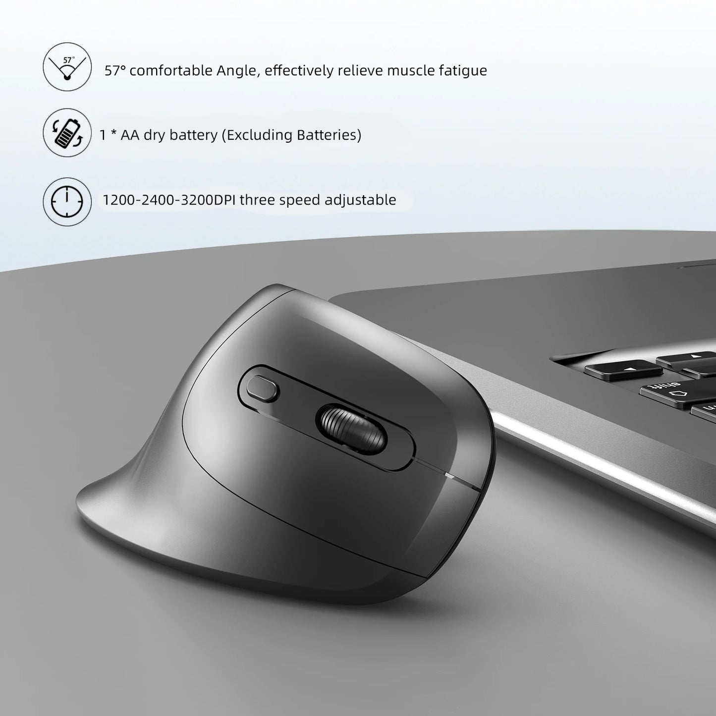 Ergonomic 2.4G USB Wireless Vertical Mouse Battery Silent Wrist Healthy Mice Mause for Laptop Computer Office Work Gamin
