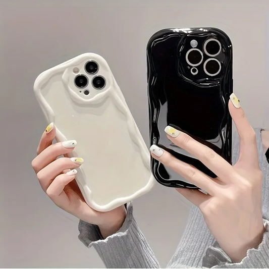 3D Wave Cute Casual Shockproof Phone Case For iPhone 17 16 Pro Max 15 14 13 12 11 XS X XR 7 8 Plus Camera Lens Protection Cover
