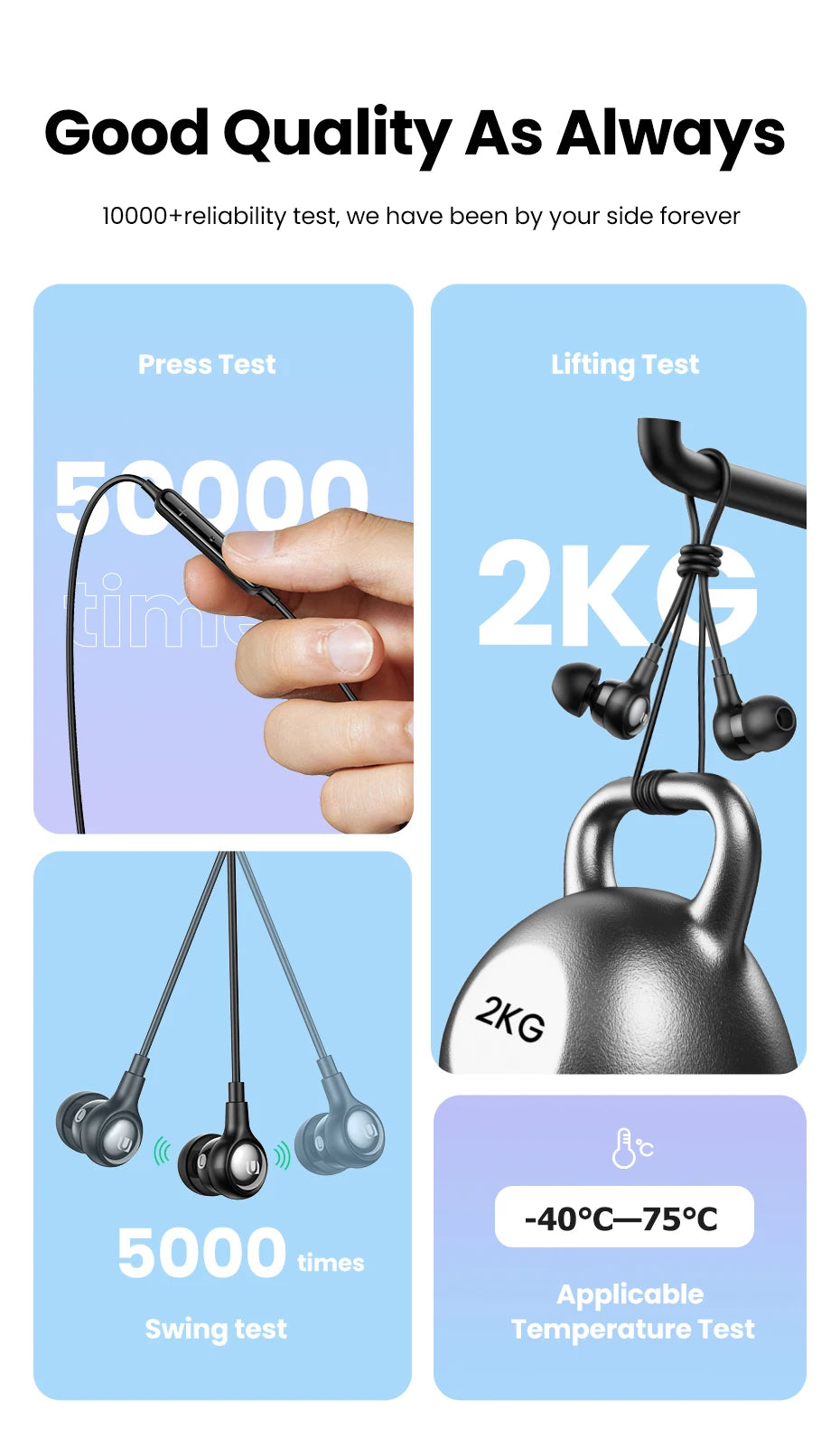 UGREEN Wired Earphone With Microphone In Ear 3.5mm Noise Cancelling USB Type C Lightning Earphones For iPhone 15 Pro Max Xiaomi