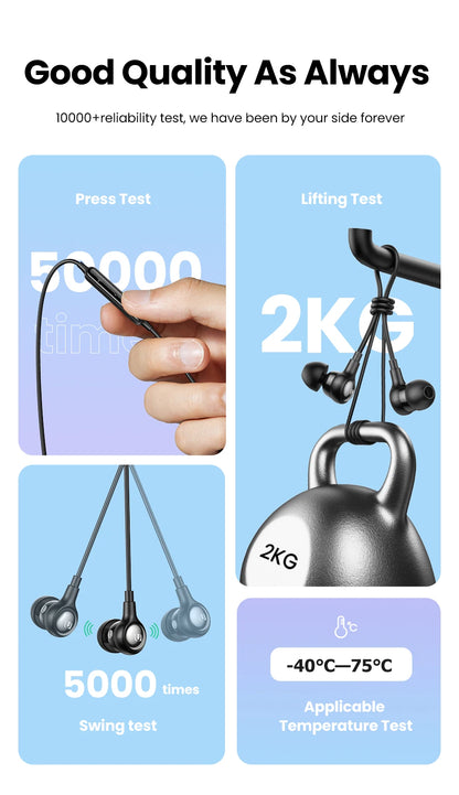 UGREEN Wired Earphone With Microphone In Ear 3.5mm Noise Cancelling USB Type C Lightning Earphones For iPhone 15 Pro Max Xiaomi