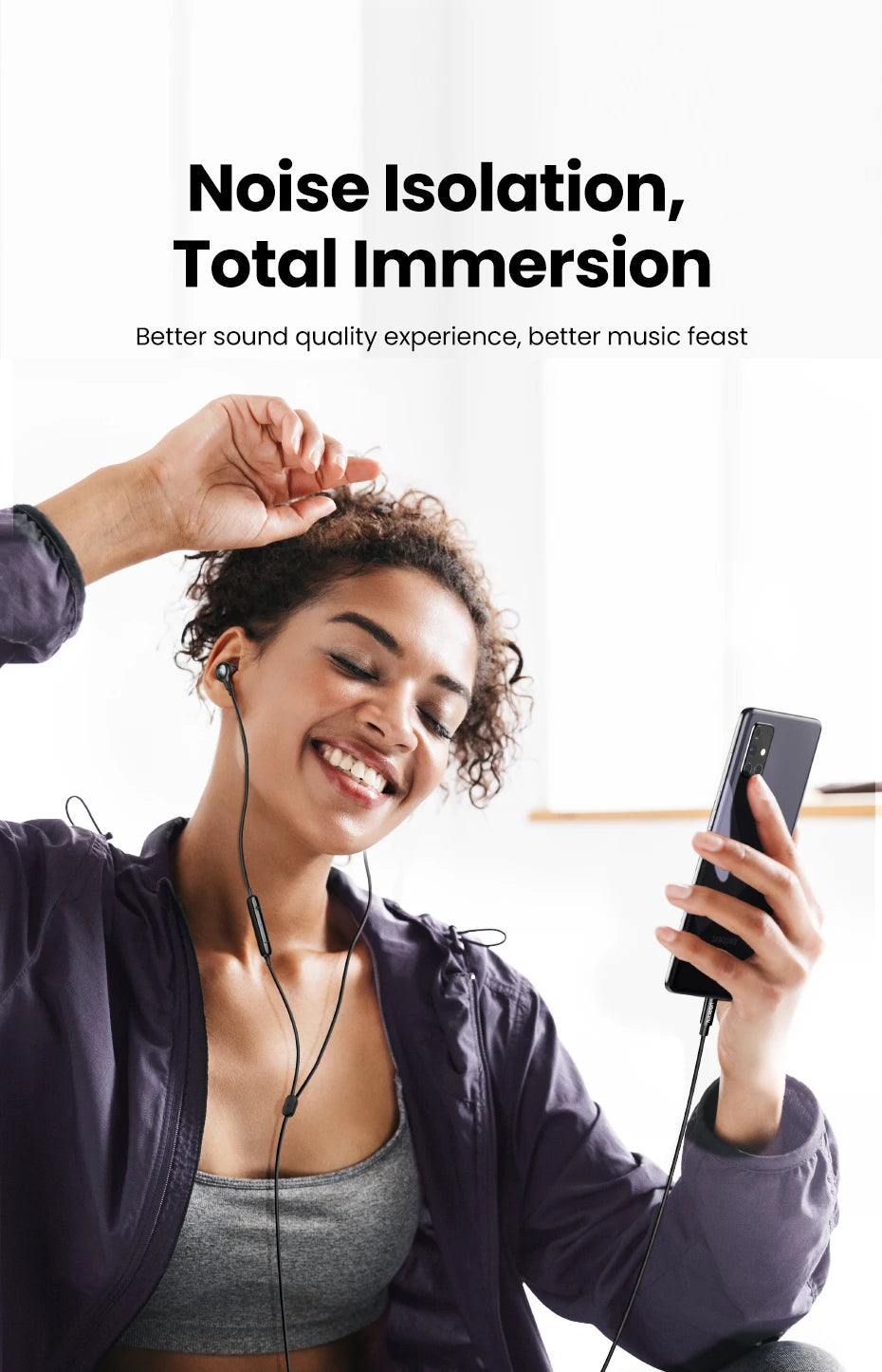 UGREEN Wired Earphone With Microphone In Ear 3.5mm Noise Cancelling USB Type C Lightning Earphones For iPhone 15 Pro Max Xiaomi