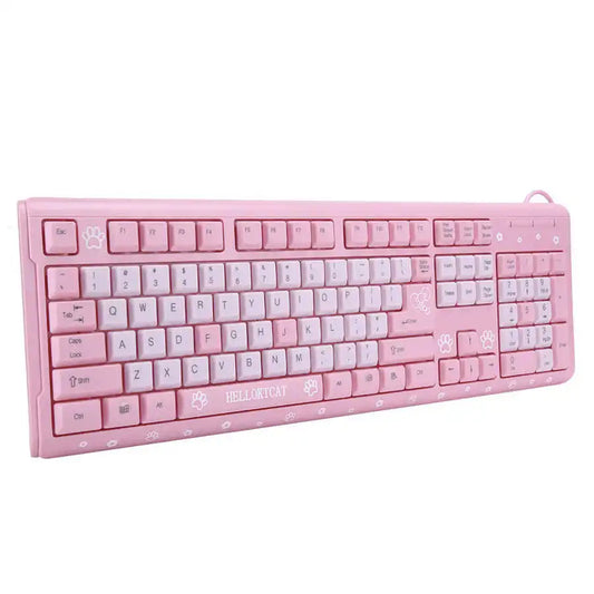 104 Keys USB Keyboard  Wired Ultra-Thin Cute Cartoon Keyboard For Home Office Laptop Computer