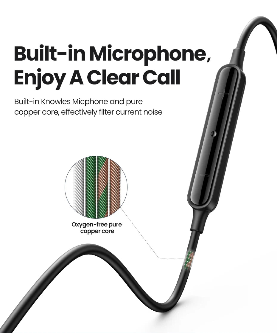 UGREEN Wired Earphone With Microphone In Ear 3.5mm Noise Cancelling USB Type C Lightning Earphones For iPhone 15 Pro Max Xiaomi