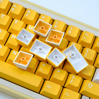 136 Keys/set Aifei Yellow Orange White Keycaps ABS Double Shot Key Caps Cherry Profile Lightproof Keycap For MX Switch Keyboards
