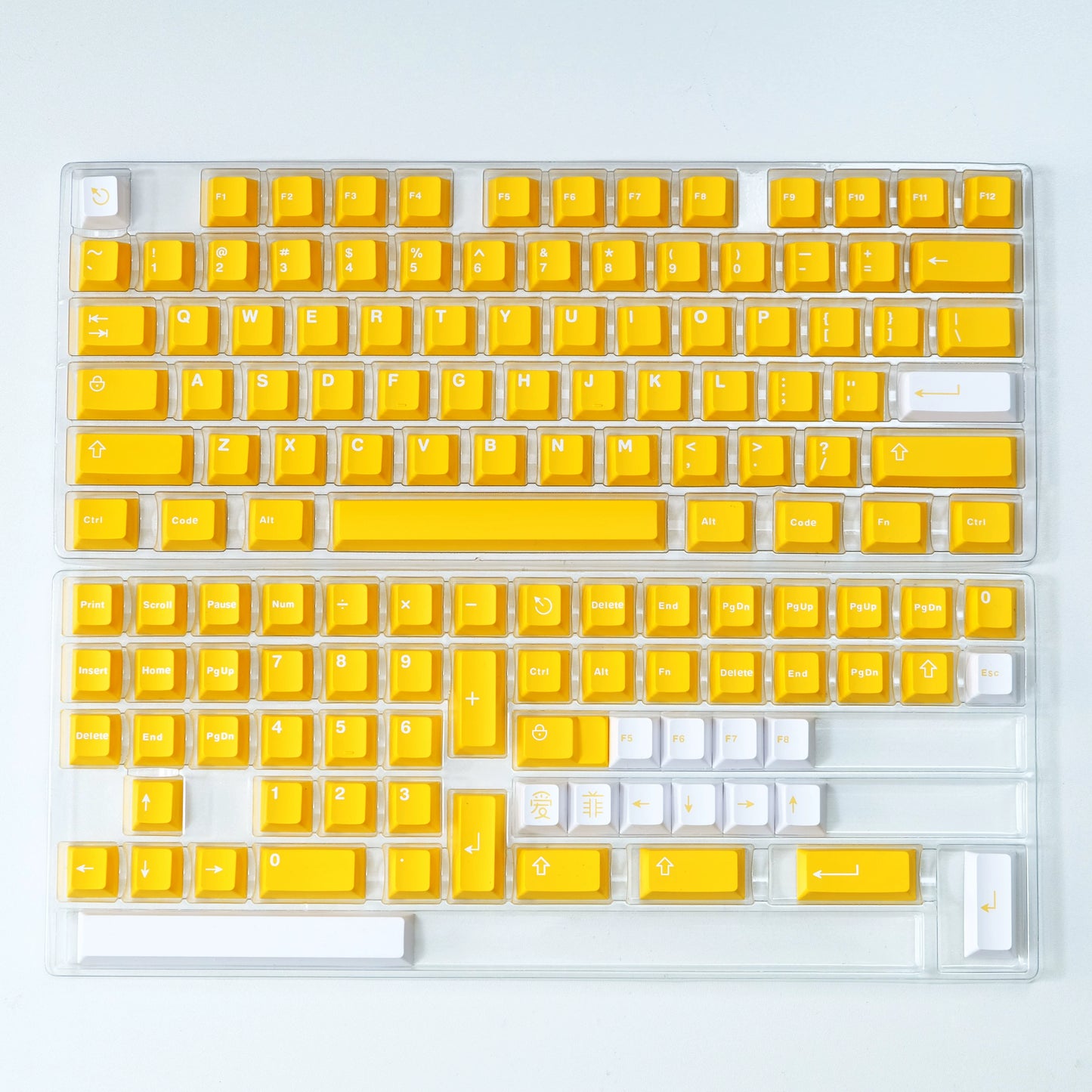 136 Keys/set Aifei Yellow Orange White Keycaps ABS Double Shot Key Caps Cherry Profile Lightproof Keycap For MX Switch Keyboards