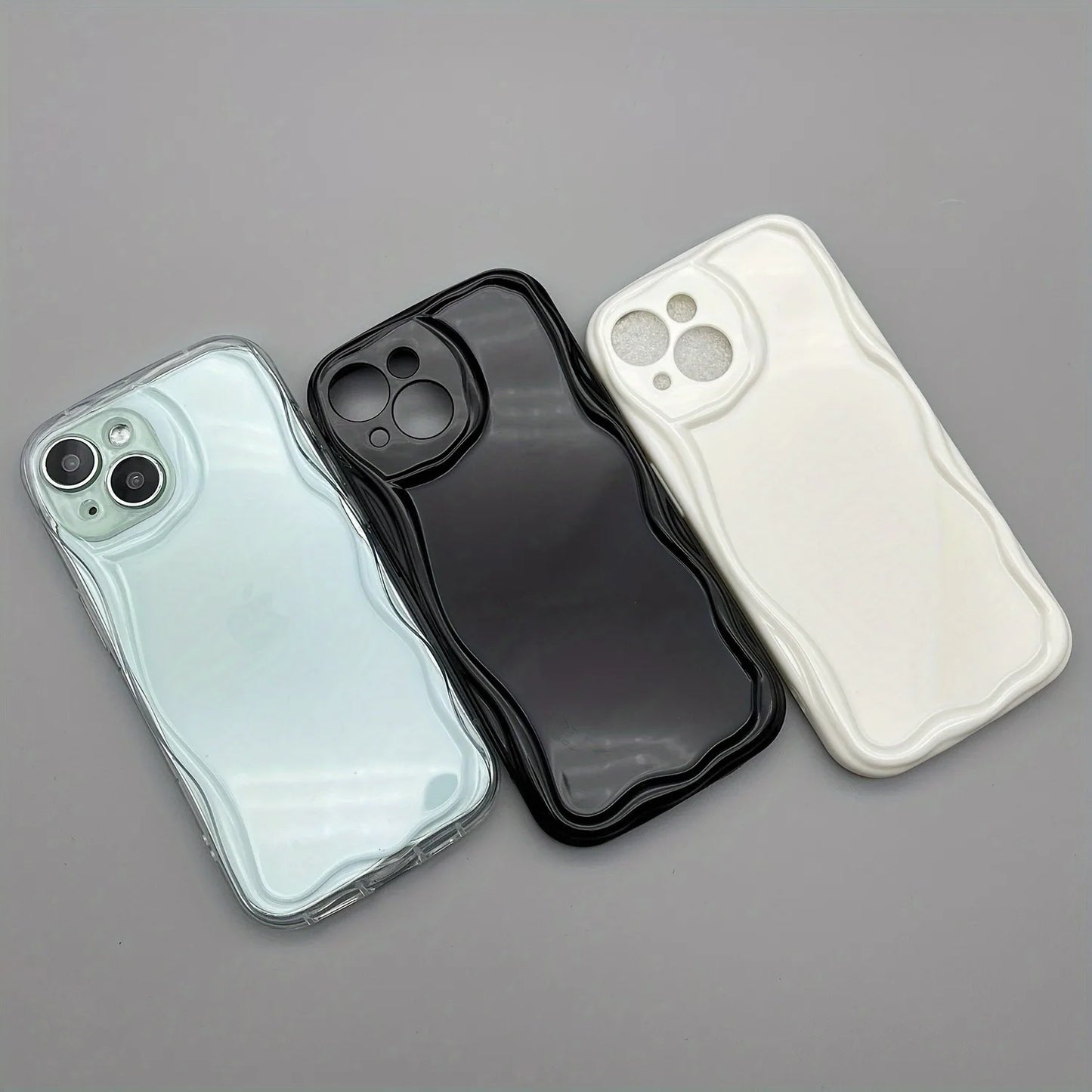 3D Wave Cute Casual Shockproof Phone Case For iPhone 17 16 Pro Max 15 14 13 12 11 XS X XR 7 8 Plus Camera Lens Protection Cover