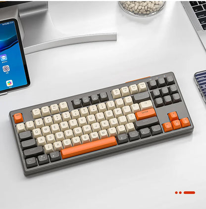 FREEWOLF M87 Wireless Keyboard and Mouse Set, 87keys Bluetooth Dual Mode Keyboard Mouse Kit with Rainbow-light RGB,PBT Ballcaps