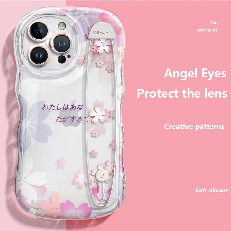 Deluxe Transparency Wrist Band Bracket Applicable Iphone 11 12 13 14 15 Pro Max Soft Silicone Cell Phone Case Anti-fall Lovers