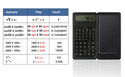2-In-1 Foldable Scientific Calculator & 6 inch Writing Tablet 10 Digit LCD Display For College Office Student Teacher Accountant