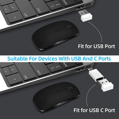 Wireless Mouse Rechargeable Dual Modes Bluetooth-combatible 2.4G USB Computer Mice For Laptop iPad Tablet Notebook Gaming Mouse
