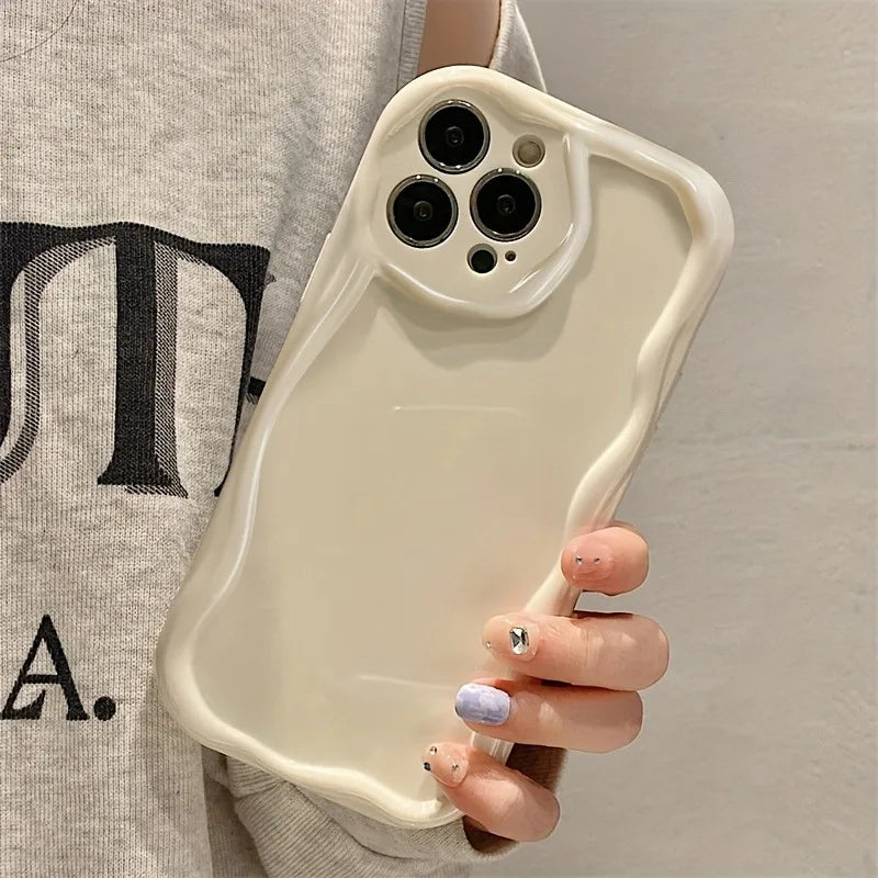 3D Wave Cute Casual Shockproof Phone Case For iPhone 17 16 Pro Max 15 14 13 12 11 XS X XR 7 8 Plus Camera Lens Protection Cover